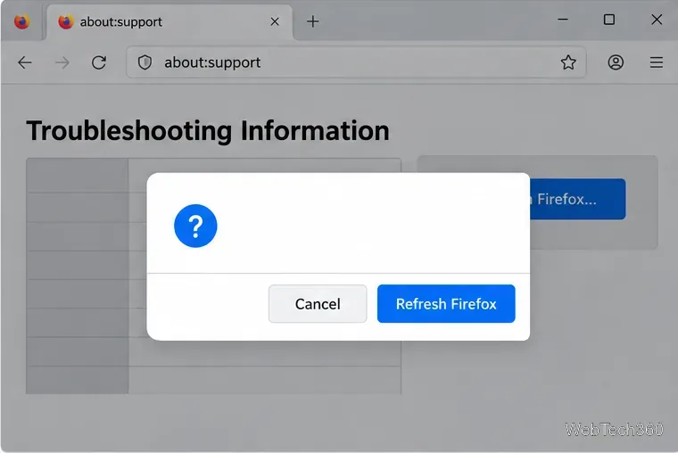 Диалоговое окно подтверждения Firefox с кнопками «Отмена» и «Обновить Firefox».