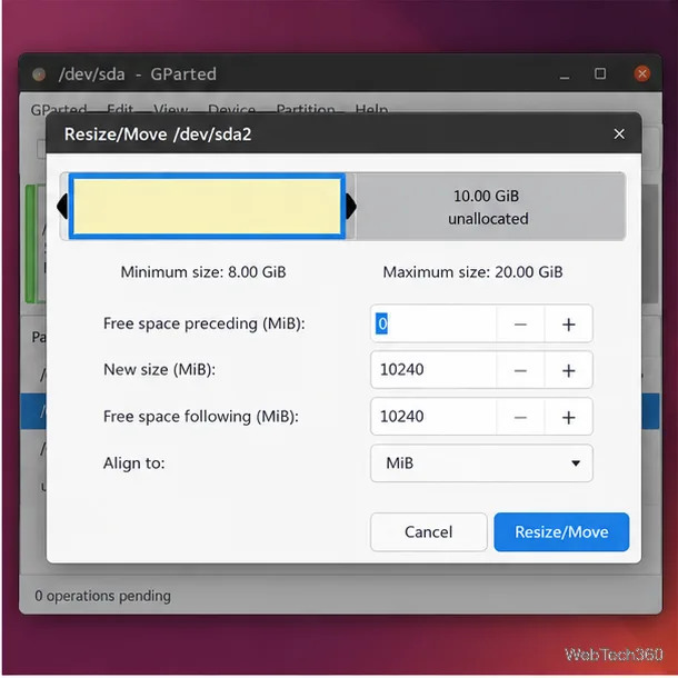 Use the size field or drag the bar, then queue the resize.