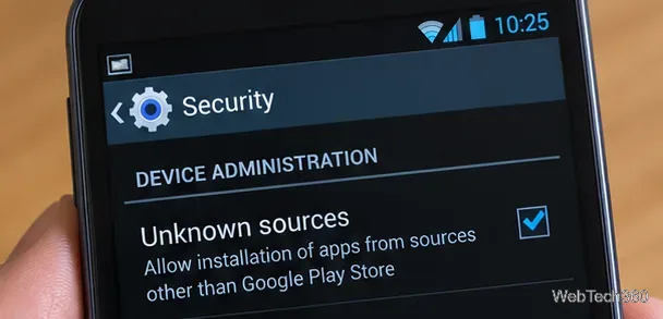 Écran de sécurité Android hérité avec le paramètre d'installation de sources inconnues visible