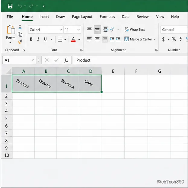 Planilha do Excel com cabeçalhos de coluna compactos inclinados em um ângulo personalizado após a aplicação das configurações de Formatar Células.