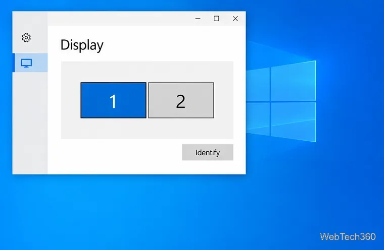 Windows Display settings identifying displays 1 and 2 before choosing a matching monitor in a game