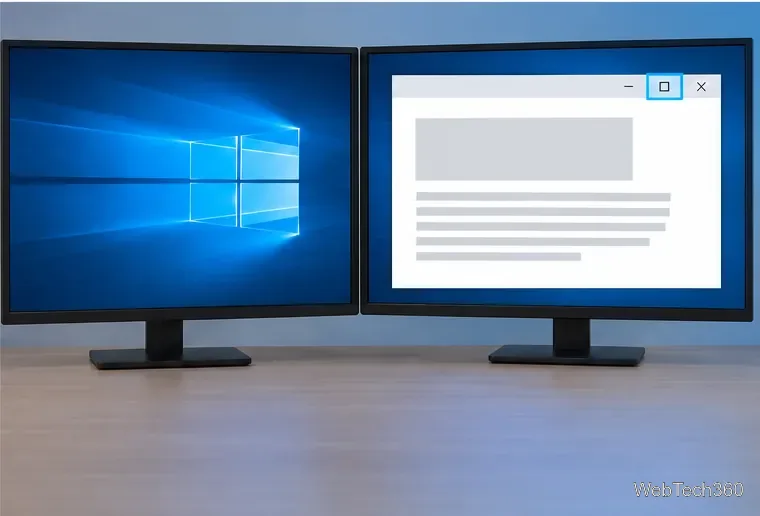 A generic app window on the second monitor with its maximize button highlighted