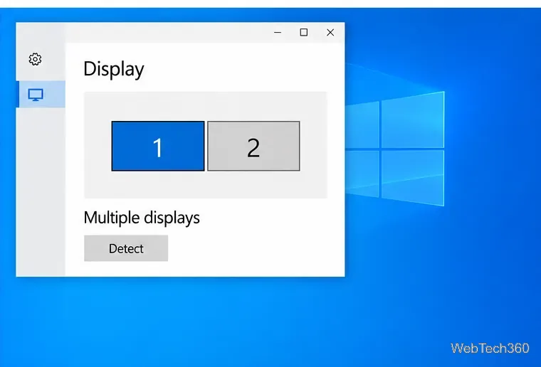 Windows 10 Display settings with the Detect control under Multiple displays