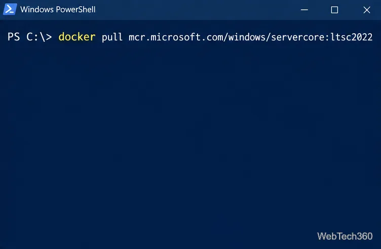 أمر PowerShell لسحب صورة حاوية Windows Server Core LTSC 2022 من Microsoft