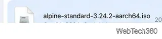 Alpine Linux ARM64 ISO filename saved on an iPad