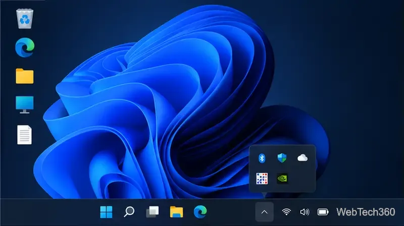 Windows-Taskleiste mit ausgeblendeten Symbolen, in der das DesktopOK-Symbol sichtbar ist