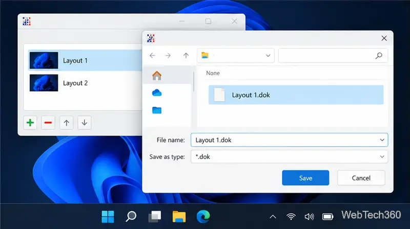 Das DesktopOK-Layoutprofil wird in einem Windows-Dateidialog als DOK-Datei gespeichert.