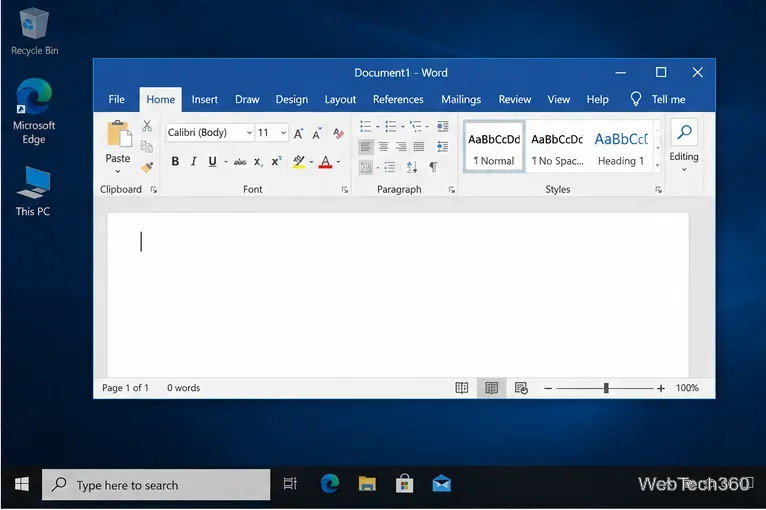 Une seule fenêtre d'application active affichée sur le bureau Windows 10
