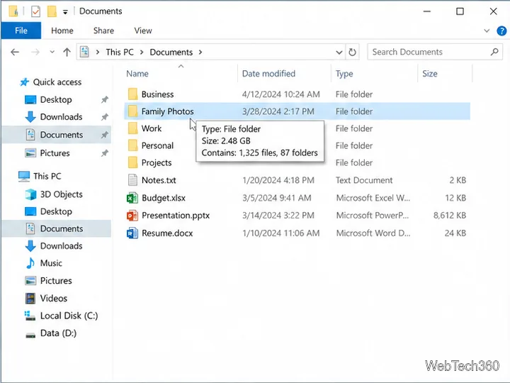 วิธีดูขนาดโฟลเดอร์ใน Windows 10