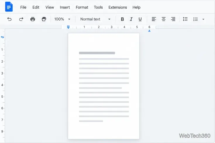 El documento de Google Docs se redistribuyó en una página estrecha y alta junto a una regla.