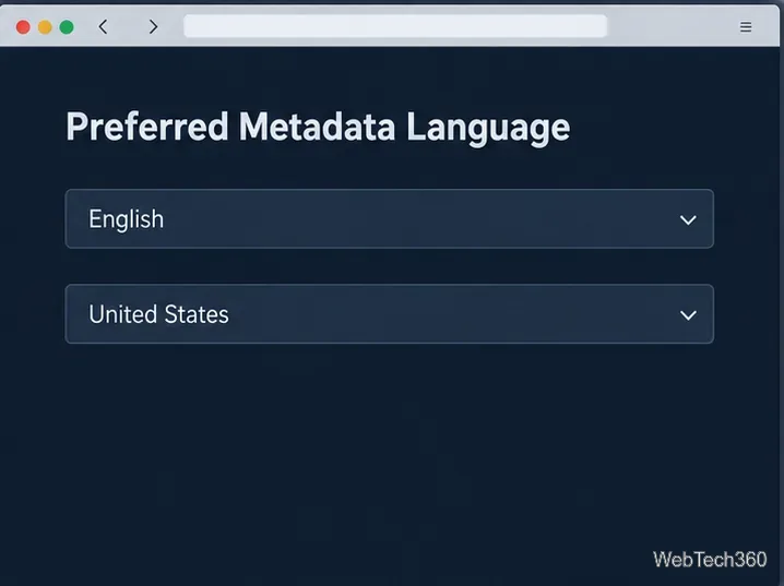 Jellyfin preferred metadata language page with separate language and region selectors.