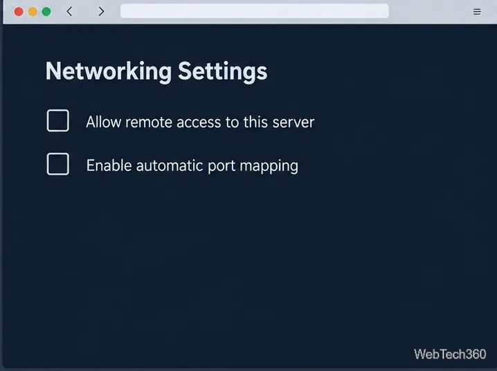 Jellyfin networking settings with remote access and automatic port mapping unchecked.