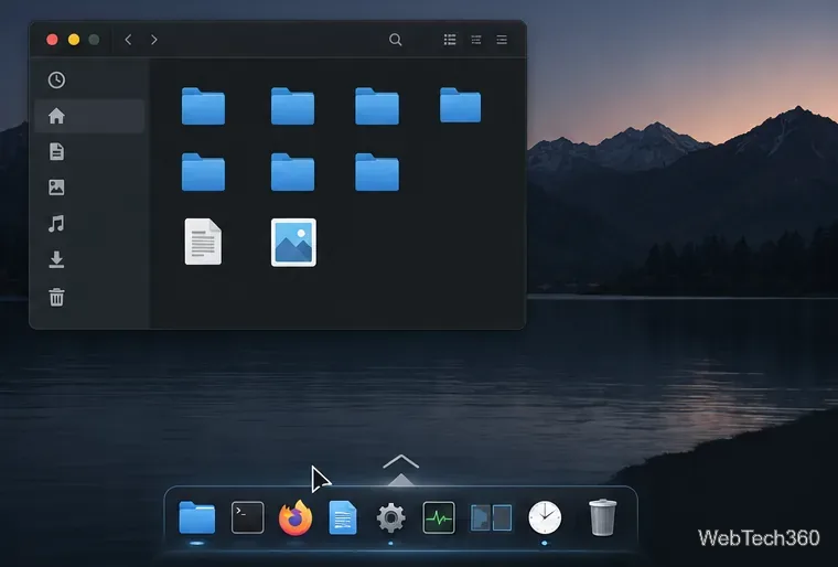 Cairo-Dock reappearing at the lower screen edge as the pointer reaches it.