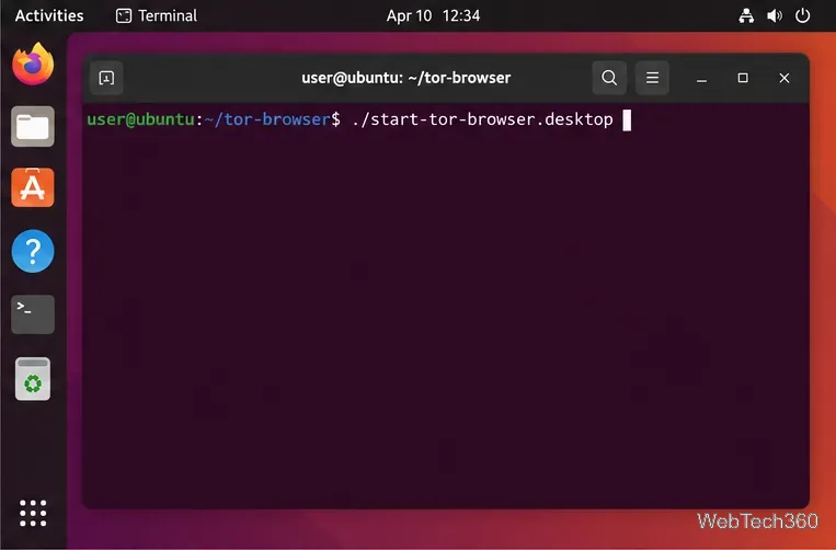 Avvia Ubuntu Terminal nella directory tor-browser con il comando start-tor-browser.desktop.