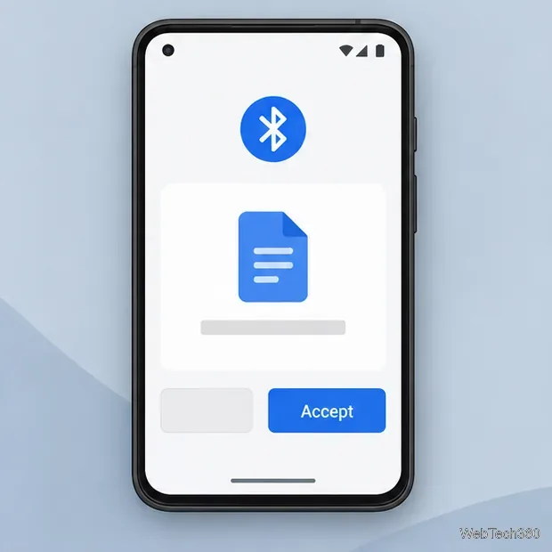 Phone screen displaying a Bluetooth file receipt with an Accept button