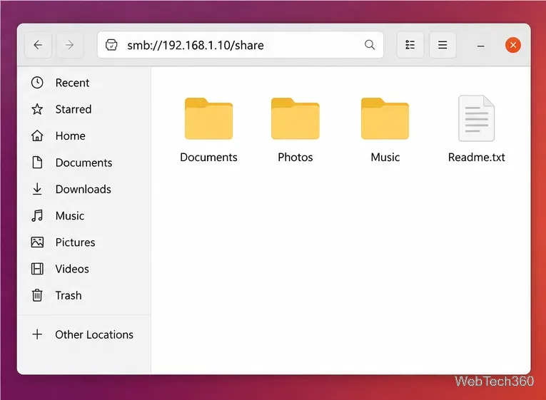 Ubuntu Files opening the same Samba share with an smb:// address