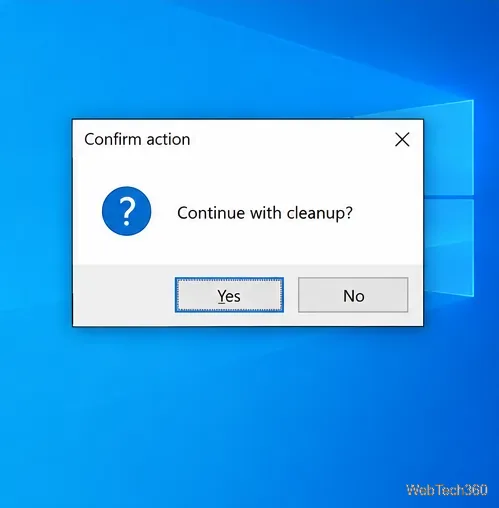 A Windows confirmation dialog titled Confirm action with Yes and No buttons.