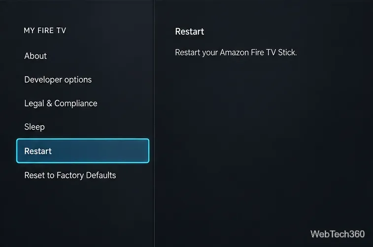 На экране «О программе» Fire TV выделен пункт «Проверить наличие обновлений системы».