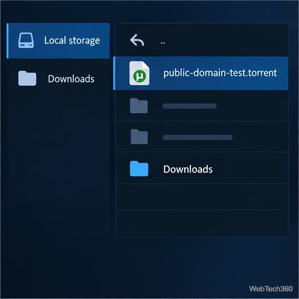 許可されたパブリックドメインのトレントファイルとダウンロードフォルダをハイライト表示する、ローカルファイルピッカーの例