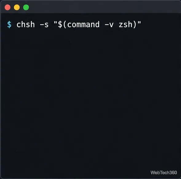 أمر طرفي لتغيير غلاف تسجيل الدخول إلى مسار Zsh المثبت