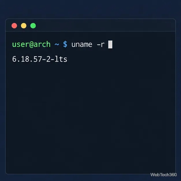 Terminal running uname -r with a kernel version ending in -lts