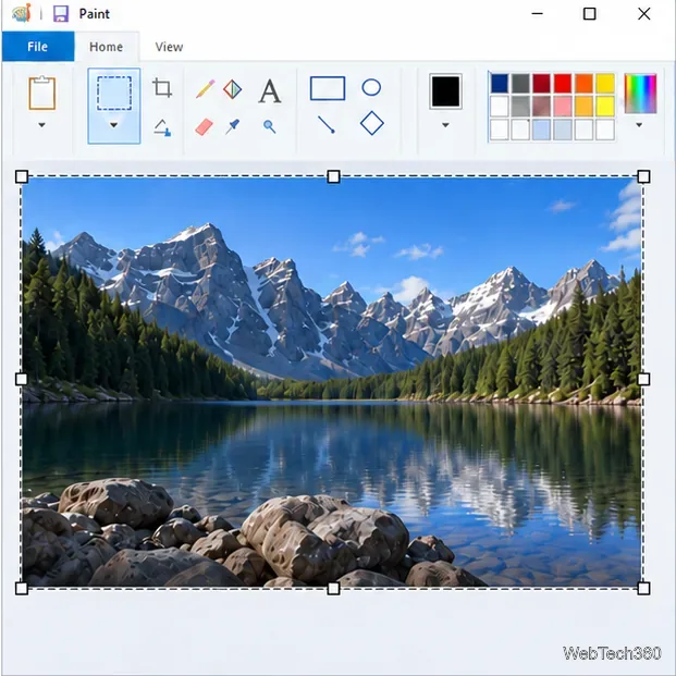 Uma imagem estática de vídeo selecionada na interface de recorte do Paint do Windows 10, sem controles de reprodução.