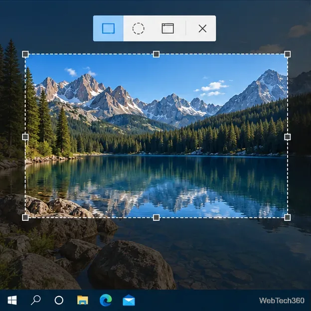 Uma sobreposição de captura de tela do Windows 10 mostrando uma seleção retangular ao redor de um vídeo em tela cheia.
