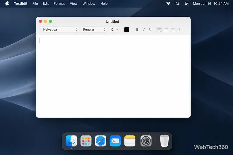 A blank TextEdit window on a Mac desktop, ready to be arranged before taking a screenshot.