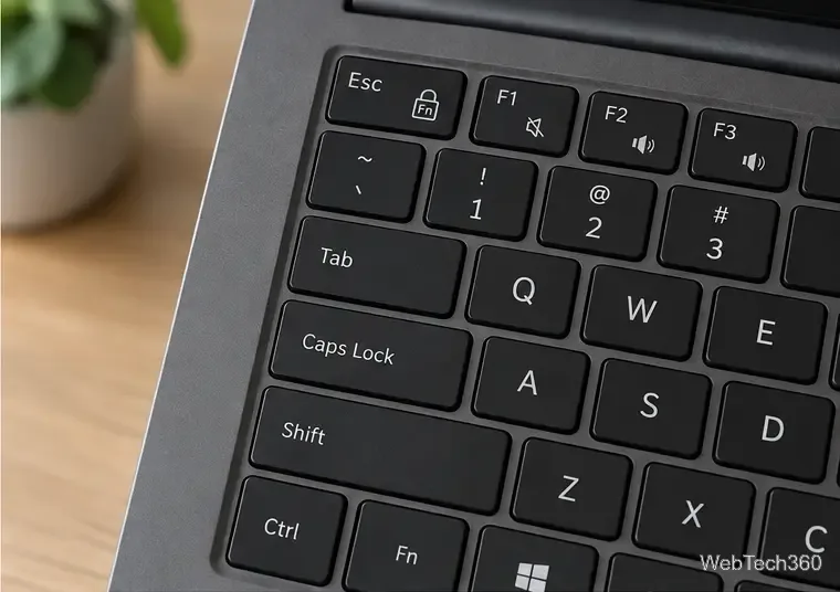 Vista ravvicinata di una tastiera generica per laptop che mostra il simbolo del blocco Fn accanto al tasto Esc e il tasto Fn sottostante.