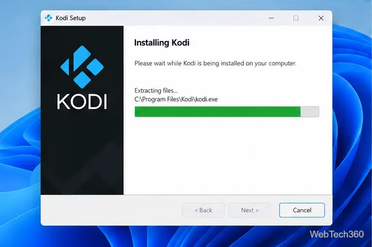 Установка Kodi: обновление программных файлов на компьютере с Windows.