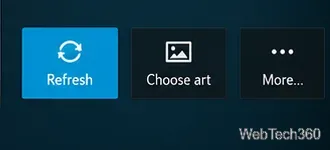 Kodiのメディア情報アクション(更新ボタンが表示されている状態)