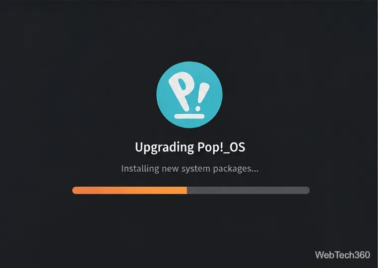 Pop!_OS upgrade screen installing system packages with a progress bar