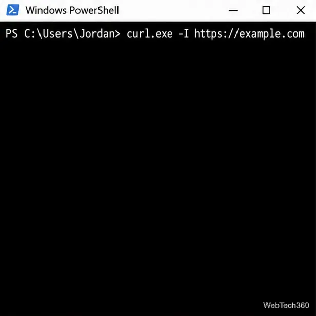 Команда Windows PowerShell запрашивает заголовки ответа с помощью curl.exe -I