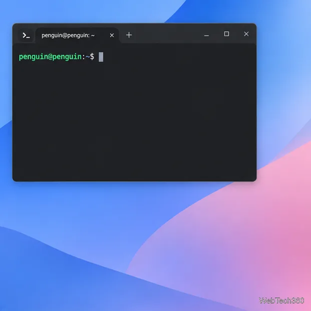 セットアップ後のペンギンコンテナのプロンプトを示すLinuxターミナルウィンドウの例。