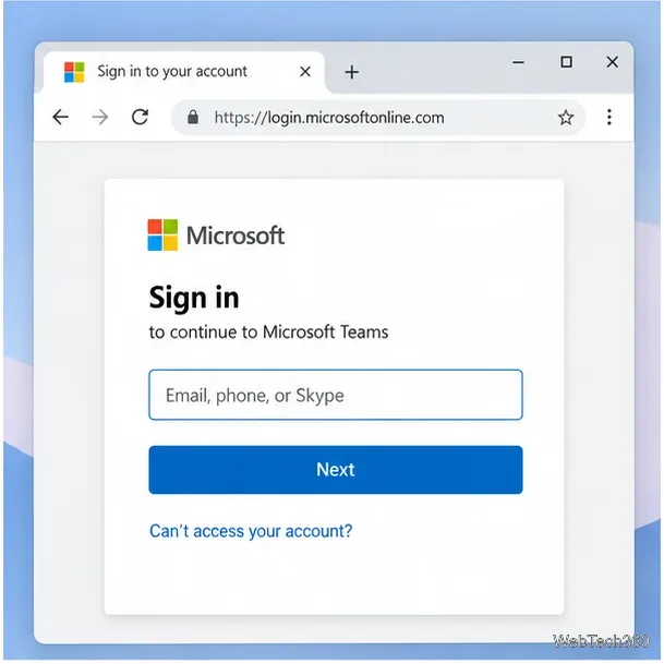 Microsoftのサインインフォームで、Teamsを開く前にメールアドレスの入力を求められます。