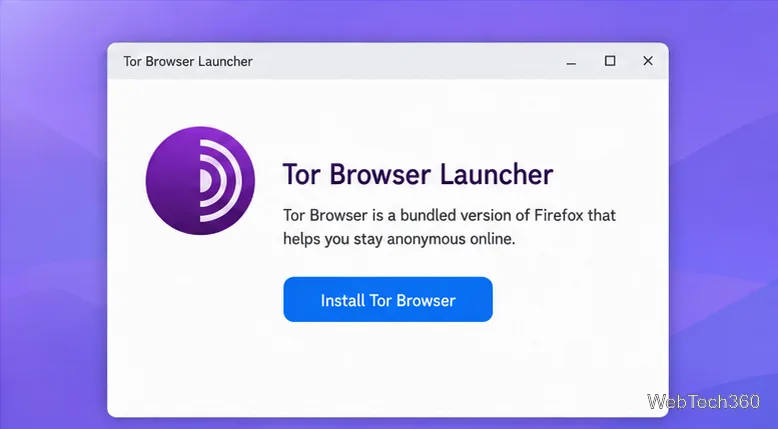 Tor Browserランチャーのウィンドウと、「Tor Browserをインストール」ボタン。