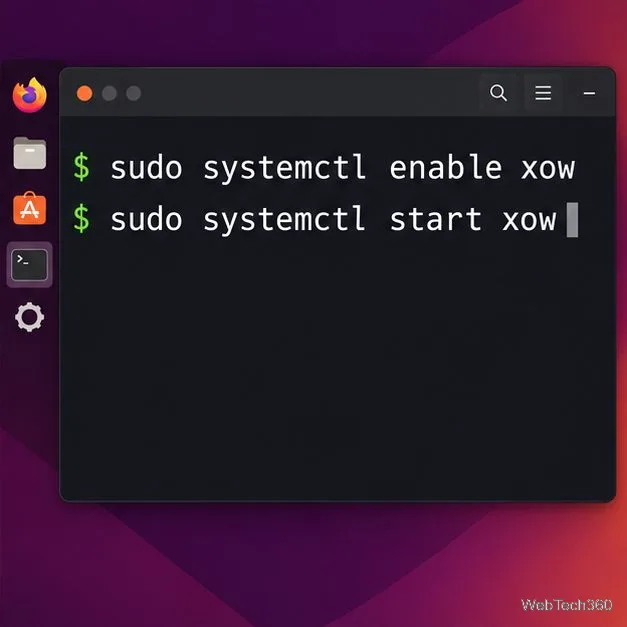 使用終端命令啟用並啟動 XOW systemd 服務