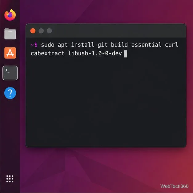 Ubuntu 風格的終端機顯示建置 XOW 所需的軟體包