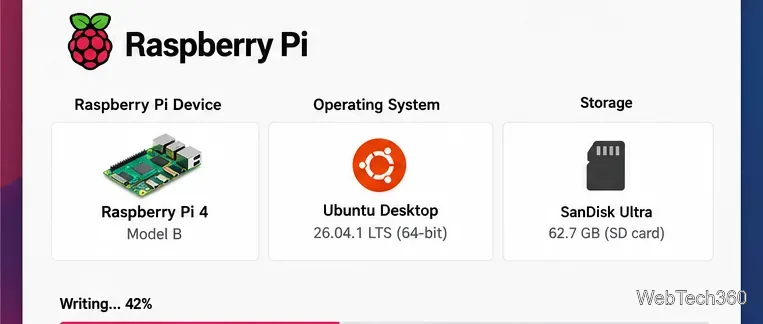 Utilizzo di Raspberry Pi Imager per scrivere Ubuntu 26.04.1 LTS su una scheda SD.