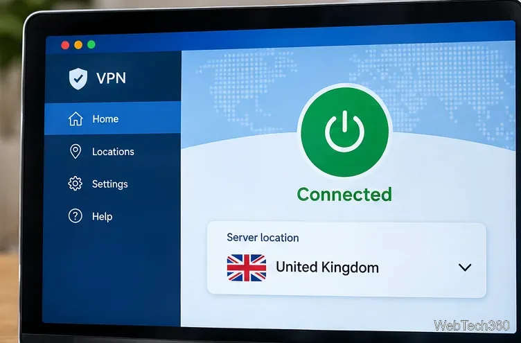 Ecranul aplicației VPN care afișează o conexiune la un server din Regatul Unit