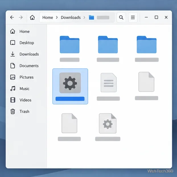 Un file manager di Linux che mostra una cartella Betterbird estratta con il relativo file applicativo selezionato.