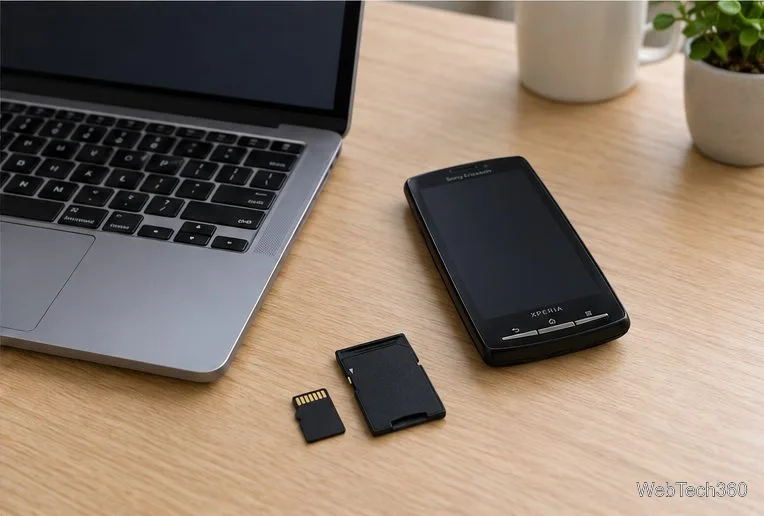 Um laptop, um cartão microSD e um Xperia X10 foram utilizados para copiar o arquivo ZIP da ROM para um dispositivo de armazenamento removível.