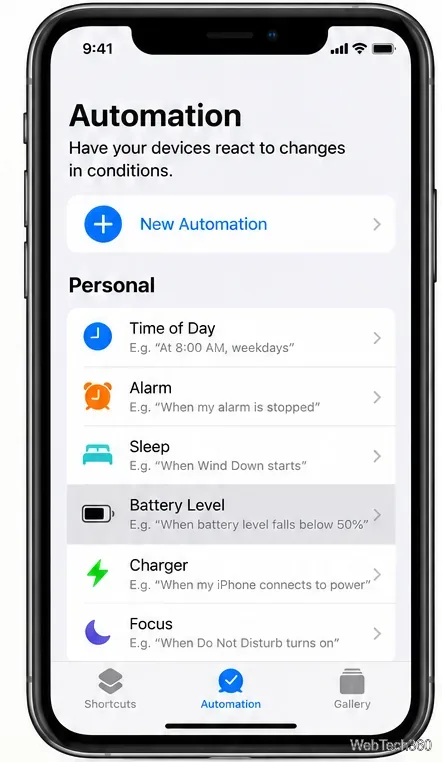 iPhoneのバッテリー残量が少なくなったことをお母さんに自動テキストメッセージで知らせよう