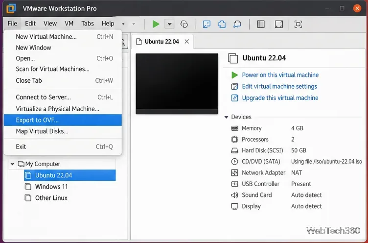 Linux: How to Export and Import VMs in VMware Workstation Pro