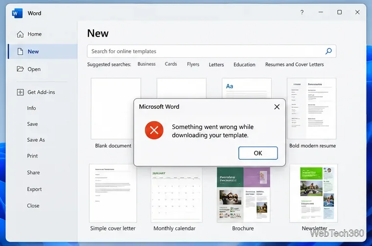 Plantillas de Microsoft Office: Solucionar el error "Algo salió mal al descargar la plantilla"