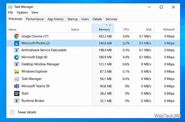 Utilisation excessive de la mémoire par Microsoft Photos.exe sous Windows 10 : comment y remédier