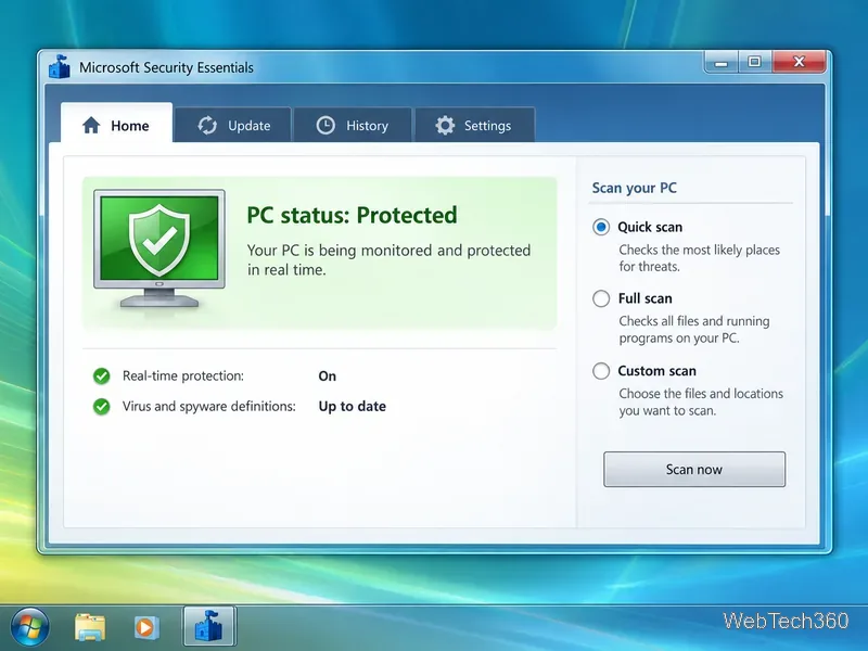 Análise do Microsoft Security Essentials: Recursos, verificações e status do suporte
