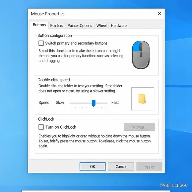 Menedżer urządzeń systemu Windows 10 z rozszerzoną obsługą myszy i innych urządzeń wskazujących