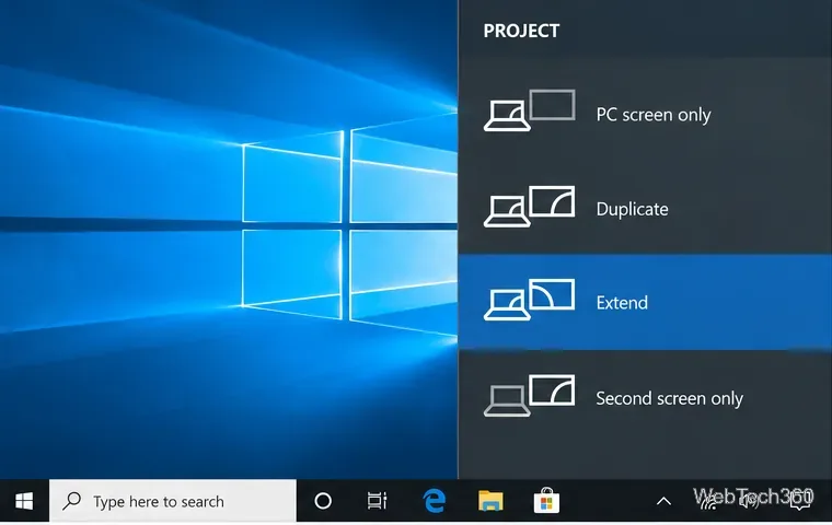 Windows 10 Project panel with Extend selected