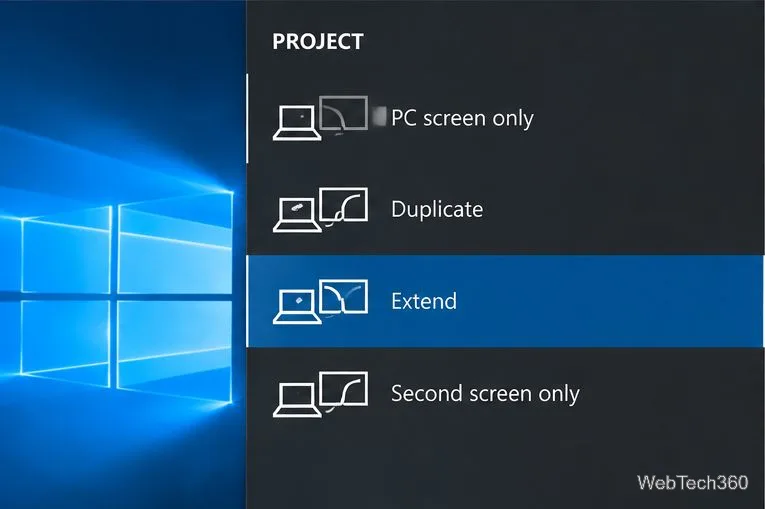 Windows 10 Project panel with Extend selected